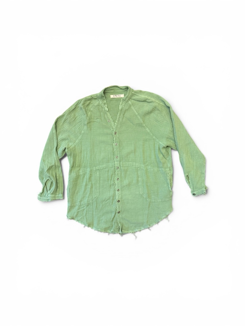 We The Free Light Green Button-Up Gauze Shirt
